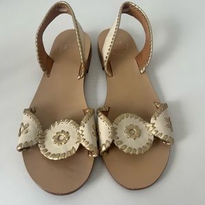 Jack Rogers Liliana Slingback Gold Trim Sandals Size 10M.